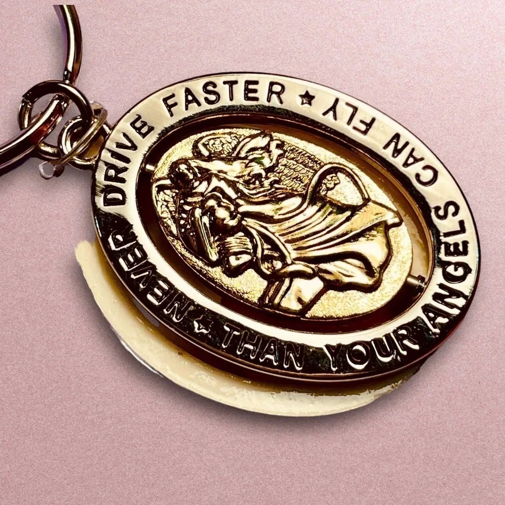 Angel Star Car Key Chain Gold Silver Tone Angel Charm Spins